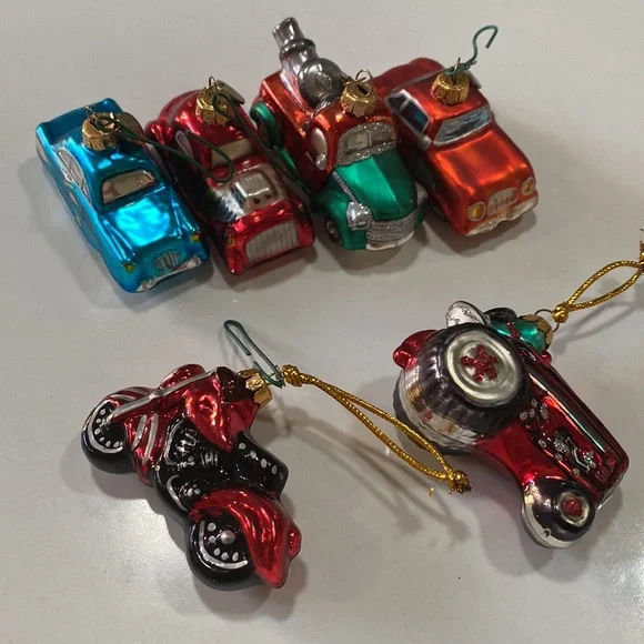 Department 56 blown glass Christmas 6 🚘 car 🚗 German vintage tree 🌲 ornaments - Picture 3 of 16